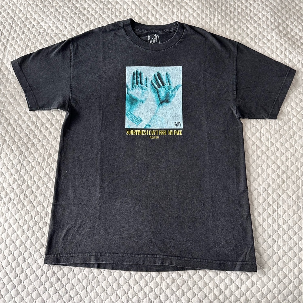 KORN x PLEASURES Graphic Tee Can’t Feel My Face Shirt Black Size Large Metal